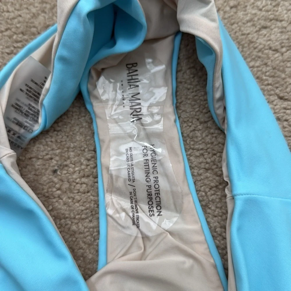 NWOT Bahia Maria Low Rise Cheeky Sofia Light Blue Bikini Bottom Size Large